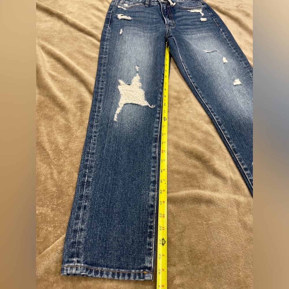 Vervet Distressed Jeans Super High Rise Slim Straight Leg Cropped Jeans NEW - Picture 10 of 15